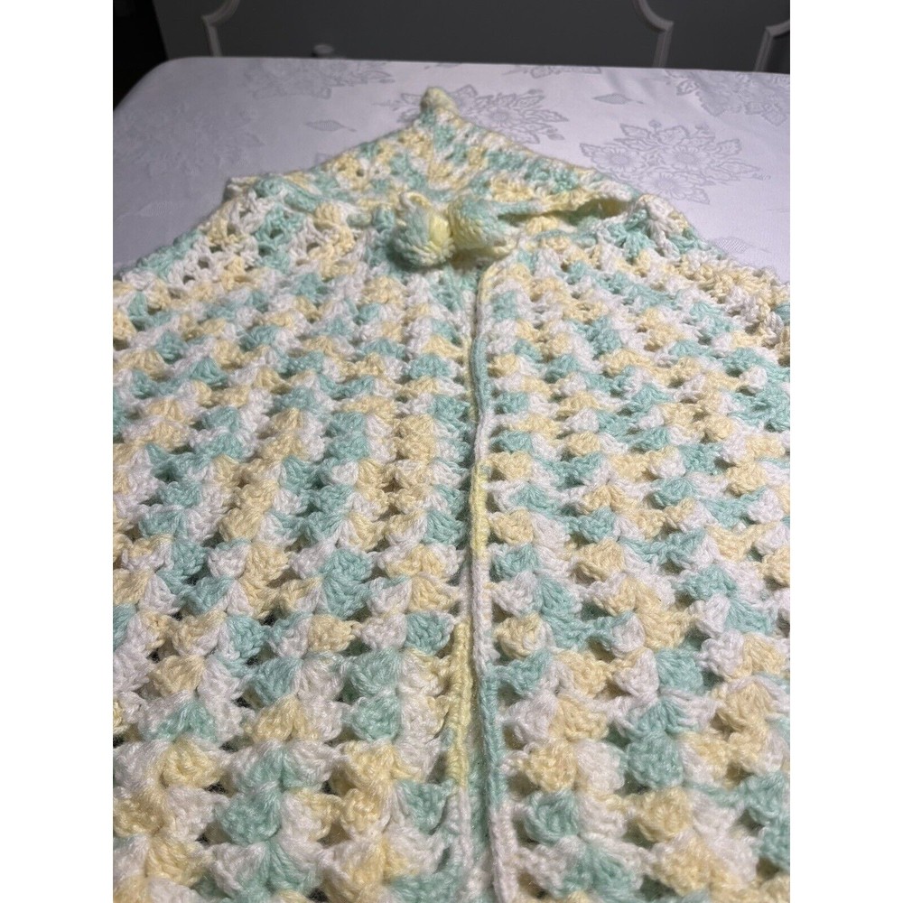 Handmade Crocheted Baby Hooded Cape Poncho Blanket Wrap - Picture 2 of 13